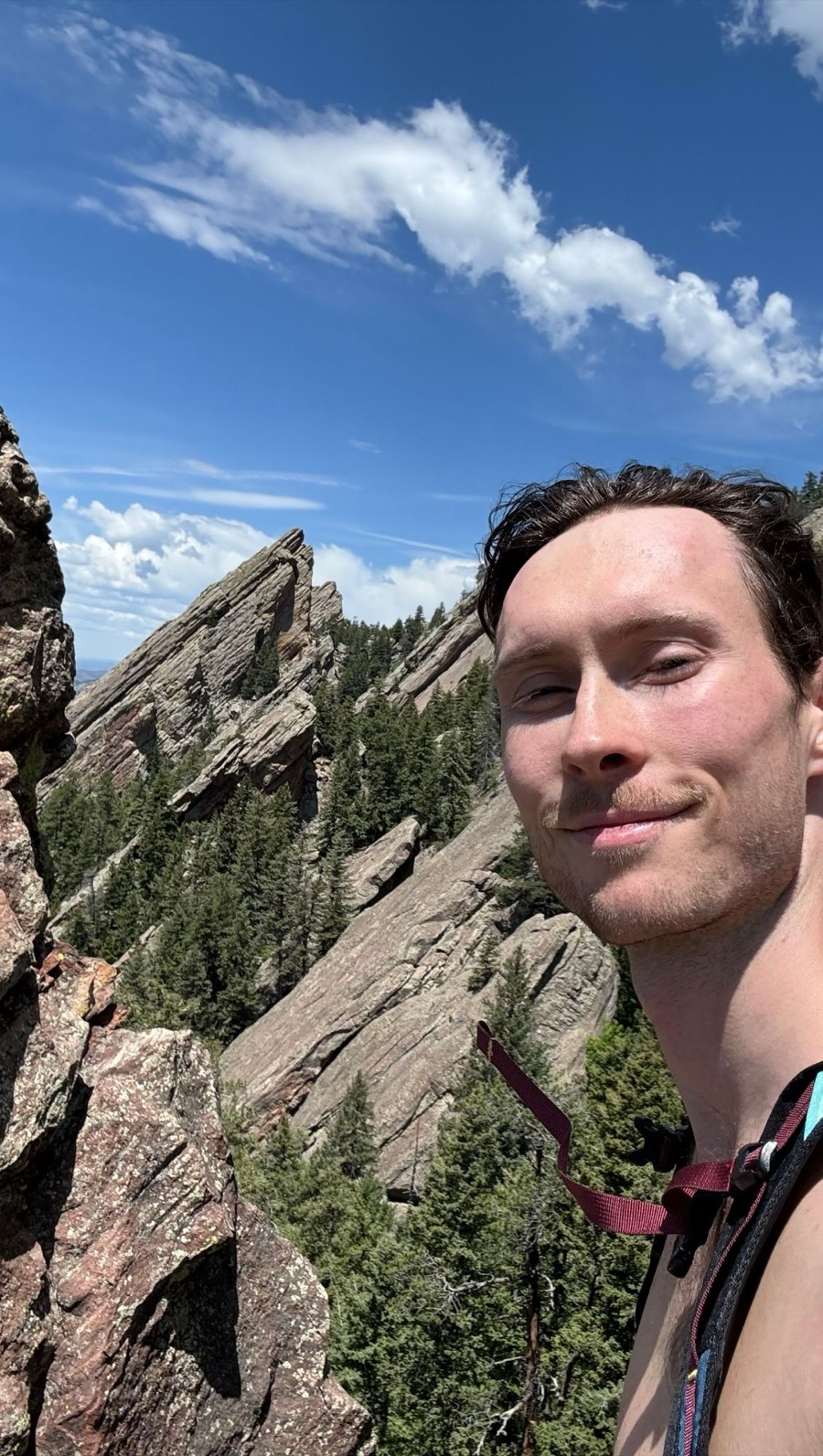 Hiking selfie in the Flatirons above Boulder, Colorado