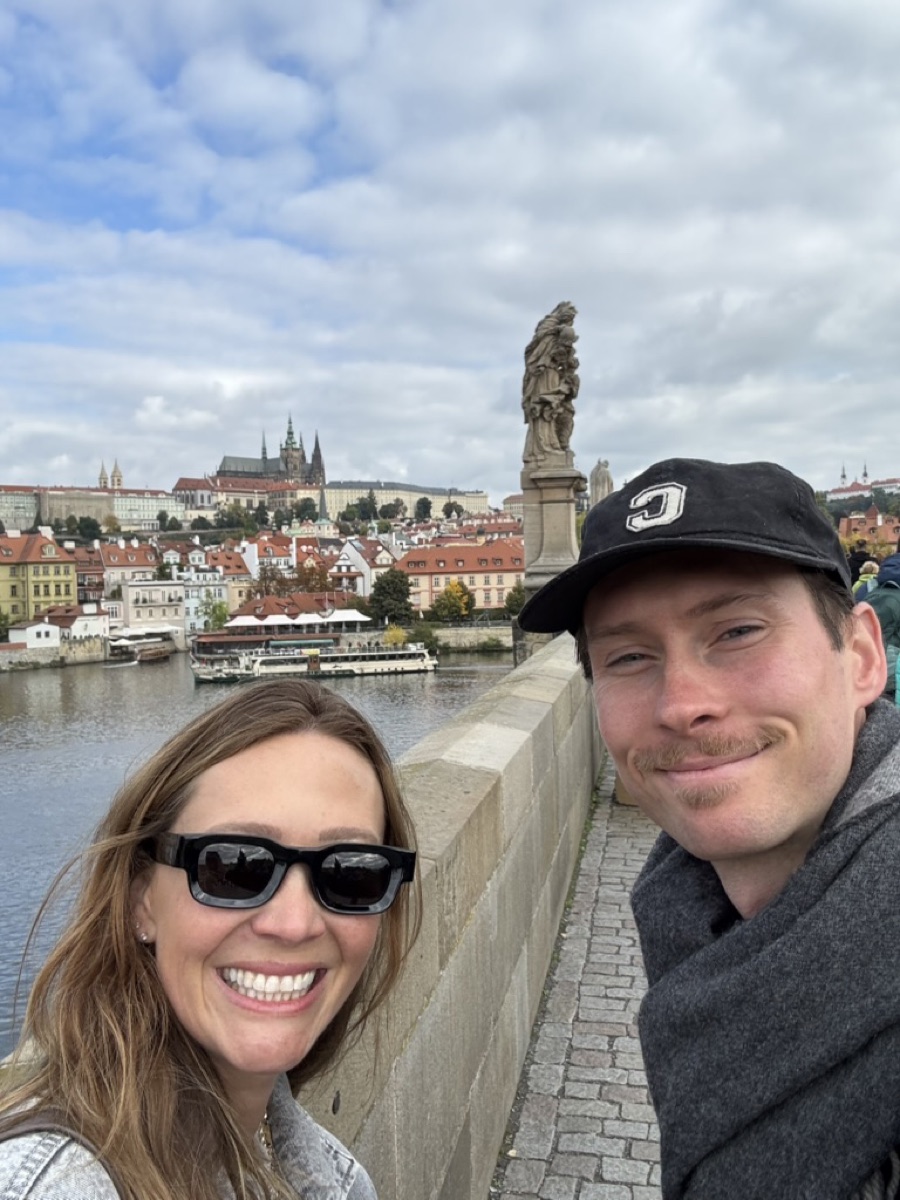 With my sister on the Charles Bridge in Prague